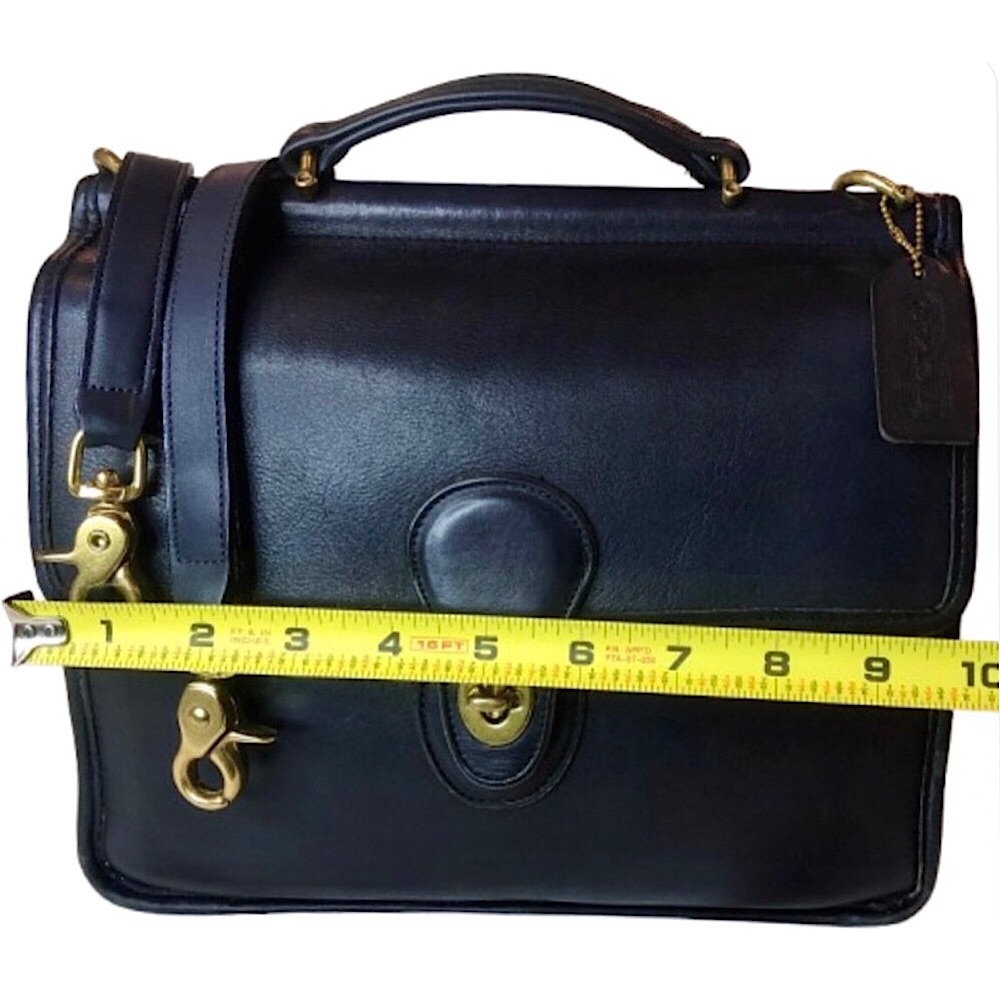 COACH WILLIS Navy Blue Glove Tanned Leather Shoulder Bag Vintage USA 9927 COA - Picture 8 of 17